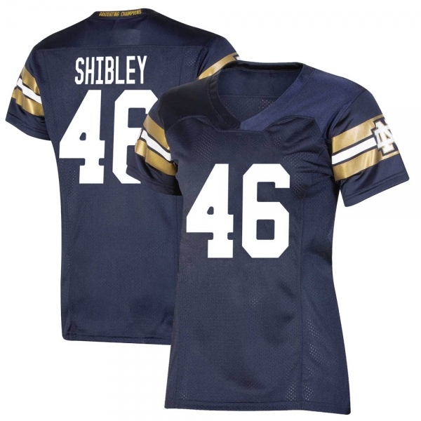 Adam Shibley Notre Dame Fighting Irish NCAA Women's #46 Navy Premier 2021 Shamrock Series Replica College Stitched Football Jersey YMR2355IL